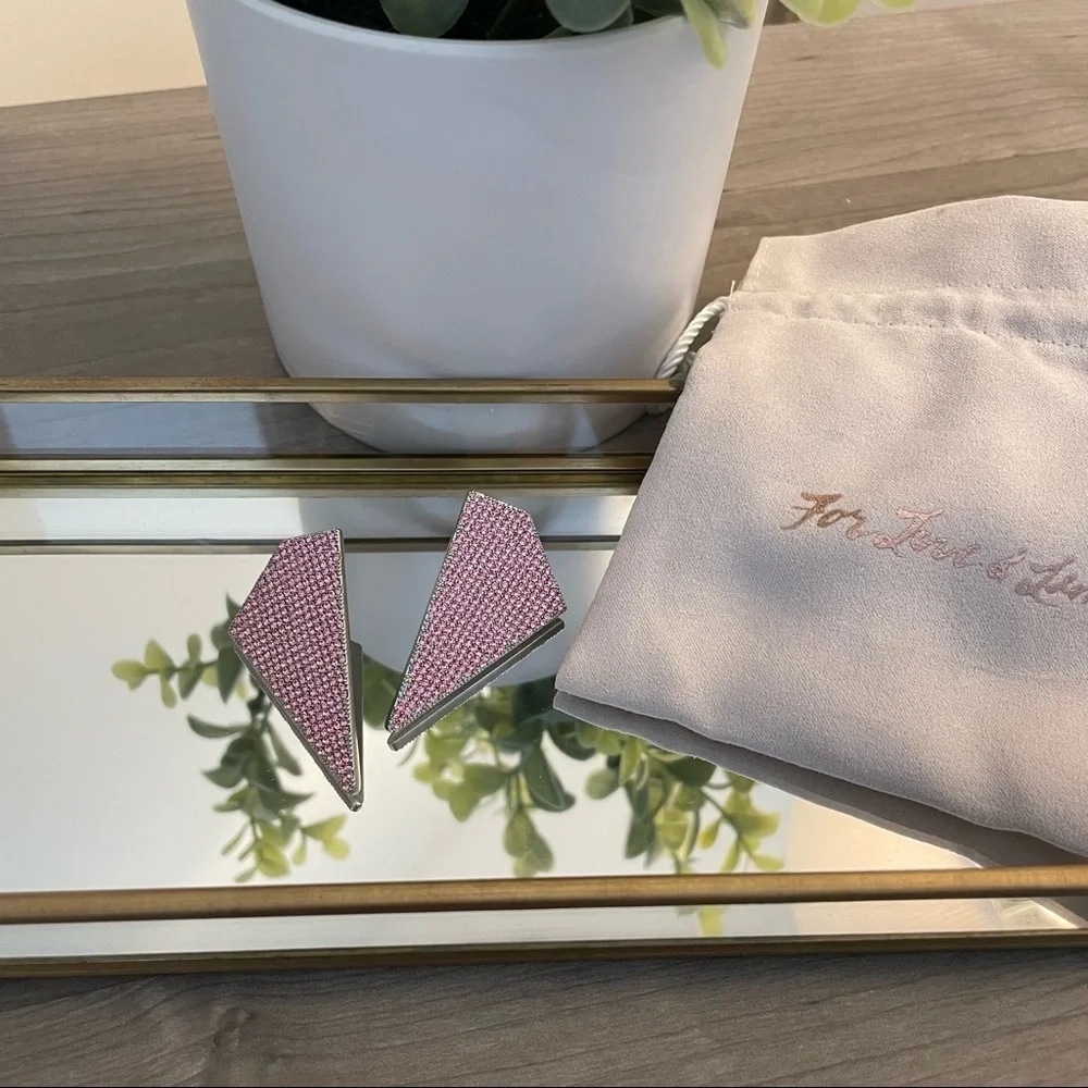 For Love and Lemons - Robin Crystal Earrings, Pink - Picture 2 of 4